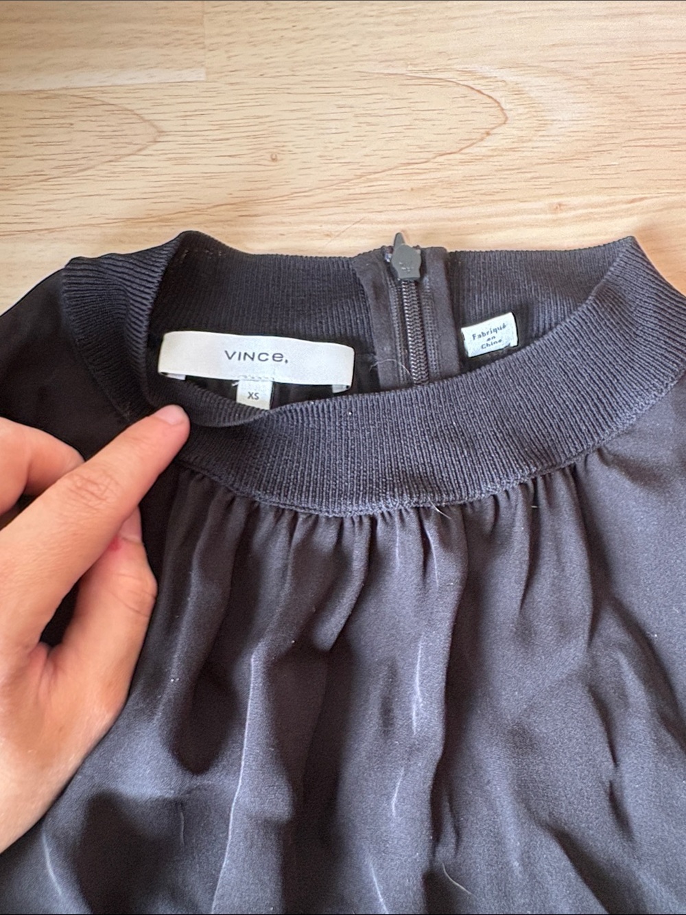 Vince Black Gathered-Neck Pullover Top